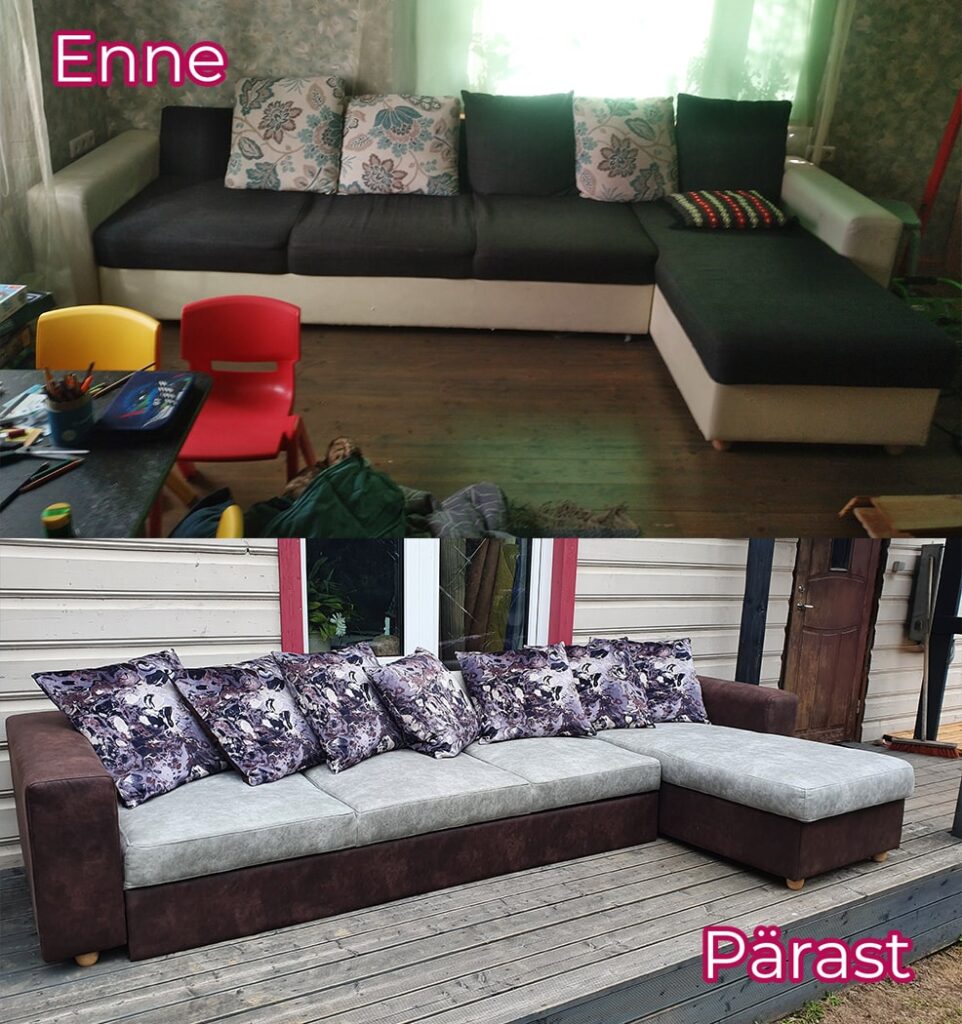 Nurgadiivani istmeporolooni ja katteriide vahetus.